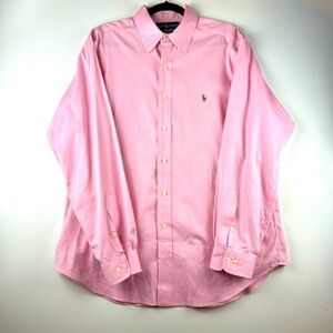 Ralph Lauren Men’s classic fit sz 16 34/35 PINK Cotton EUC button down